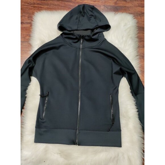 Zuala Long Sleeve High Neck Full Zip Active Hoodie Jacket Black Womens Sze Small - Picture 2 of 12
